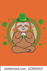 cute sloth st patrick day leprechaun hat shamrock