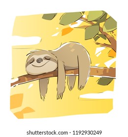 Cute Sloth Taking a Nap