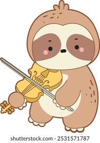 Ícone de vetor de preguiça bonito. Engraçado bebê preguiça animal série ilustração de estoque. Vida lenta de projetos de preguiça fofa.
Uma preguiça tocando violino