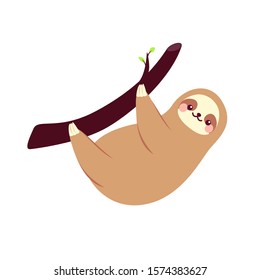Cute sloth. Vector illustration isolated on white background