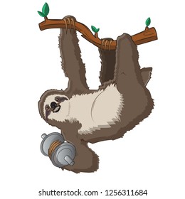 Cute sloth vector illustration with white background,Can be used for printing t-shirts, children's books, stickers etc.