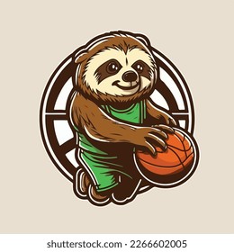 Cute sloth Vector Logo Icon Sports Mascot flat illustration