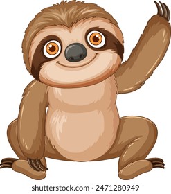 Cute sloth waving with a smile