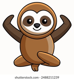 Cute Sloth Yoga Cartoon Vector Kawaii Icon. Animal Healthy Illustration