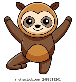 Cute Sloth Yoga Cartoon Vector Kawaii Icon. Animal Healthy Illustration