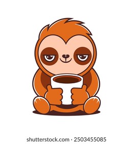 Cute Sloth Yoga Cartoon Vector Icon Illustration. Animal Healthy Icon Concept Isolated Premium Vector. Flat Cartoon Style