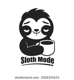 Cute Sloth Yoga Holding Coffee Cartoon Vector Icon Illustration. Animal Food And Drink Icon Concept Isolated Premium Vector. Flat Cartoon Style