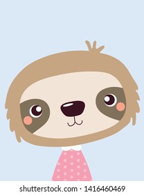Cute sloth.Childish print for nursery,kids apparel,poster,postcard.