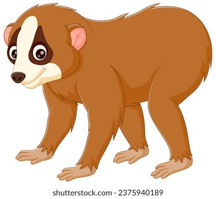 Cute slow loris cartoon isolated on white background. Vector illustration