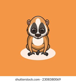 cute slow loris do nothing cartoon illustration