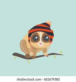 Cute slow loris illustration.