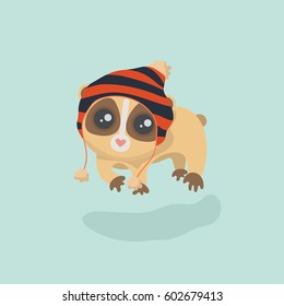 Cute Slow Loris Illustration.