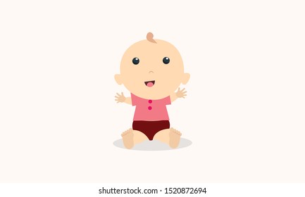 Cute Small baby illustration vector 