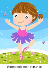  Cute small ballerina. Vector illustration