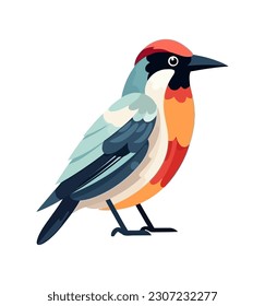 cute small bird colored feathers icon isolated