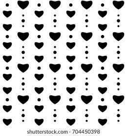 Cute small black hearts and dots seamless pattern white background vector design. Vintage abstract line shape decorative ornament, creative retro style decoration.