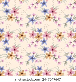 Cute small blooming flowers seamless pattern. Elegant template for fashion prints. Printing with very small colorful flowers.