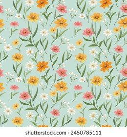 Cute small blooming flowers seamless pattern. Elegant template for fashion prints. Printing with very small colorful flowers.