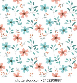 Cute small blooming flowers seamless pattern. Elegant template for fashion prints. Printing with very small colorful flowers.