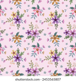 Cute small blooming flowers seamless pattern. Elegant template for fashion prints. Printing with very small colorful flowers.