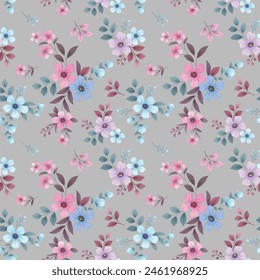 Cute small blooming flowers seamless pattern. Elegant template for fashion prints. Printing with very small colorful flowers.