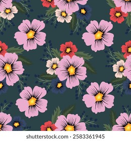 Cute small blooming flowers seamless pattern. Elegant template for fashion prints.