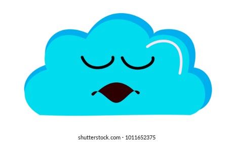Cute, small, blue cloud with eyes and mouth.
