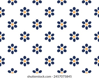 Cute small blue flowers pattern doodle shapes motif continuous white background modern geometric ornament. Colorful decoration ditsy floral fabric design. Elegant textile swatch all over print block.