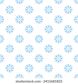 Cute small blue folk flowers with petals, abstract seamless pattern. Use for surface design, textile,template,wrapping