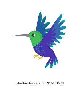 Cute small blue kingfisher isolated on white background. Flat realistic view