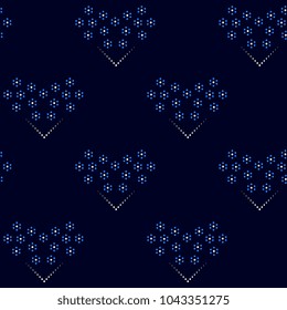 Cute small bunch of flowers vector pattern common geometric continuous background. Tiny shapes floral fabric design. Decorative textile swatch, wallpaper, wrapping, packaging all over print block.