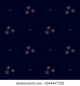 Cute small bunch of flowers vector pattern common geometric continuous background. Tiny shapes floral fabric design. Decorative textile swatch, wallpaper, wrapping, packaging all over print block.