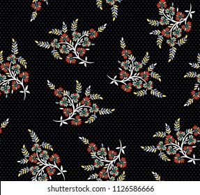 cute small bunches flowers pattern on black background