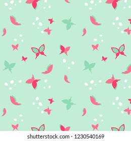 Cute small butterflies seamless pattern. Vector illustration