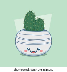 cute small cactus in pot