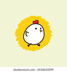 Cute Small Chicken Running Illustration