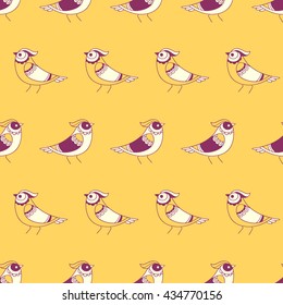 cute small chickens. vector seamless pattern with birds. ornamental hand drawn illustration
