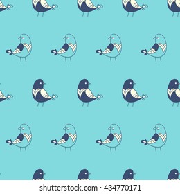 cute small chickens. vector seamless pattern with birds. ornamental hand drawn illustration