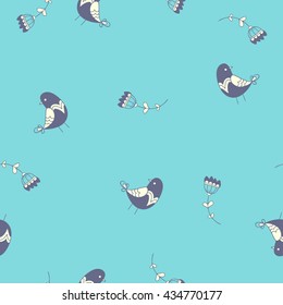 cute small chickens. vector seamless pattern with birds. ornamental hand drawn illustration