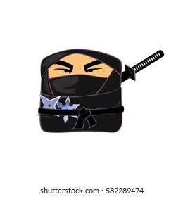 Cute small compact ninja picture with weapons EPS10