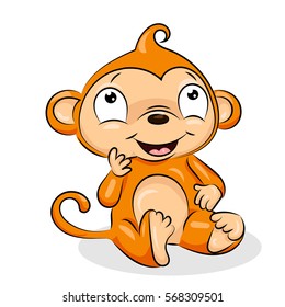 cute small crazy monkey at the white background