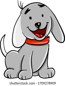 Cute small dog, illustration, vector on white background