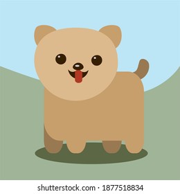 Cute small dog on the abstract background of nature. Vectorial.