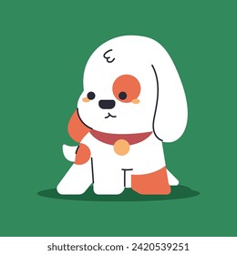 Ilustración de personajes de dibujos animados de pequeños vectores de perros pequeños aislados en el fondo.