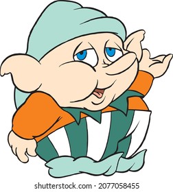 Cute Small Fat Gnome Elf Pixie Boy Creature Cartoon Character Mascot Vector