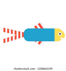 cute small fish flat illustration on white