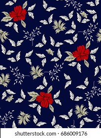 cute small floral pattern on navy background