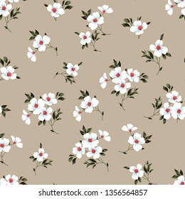 Cute Small Floral Seamless Flowers Pattern On Background