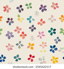 Cute small floral seamless watercolor pattern on cream background. Flower vector illustration. Watercolor print in rustic vintage style, textile or wallpapers.