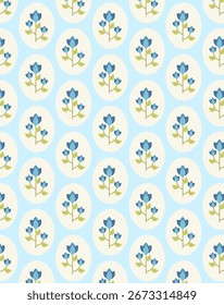 Linda flor Pequeña y hojas de estilo vintage simple ditsy de colores azul y verde. Patrón inconsútil para la materia textil, impresión de la tela de la moda para el bebé de la muchacha y el vestido de la mujer, decoración casera, arte floral del diseño